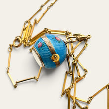 Load image into Gallery viewer, Vintage Bucherer Mechanical Ball Watch Pendant 800 Silver Blue Enamel
