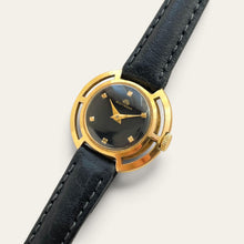Load image into Gallery viewer, Vintage Bucherer Ladies Mechanical Watch Black Dial Gold-Tone Openwork

