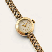 Load image into Gallery viewer, Vintage Tudor Ladies Gold Plated Mechanical Watch Floral Link Bracelet
