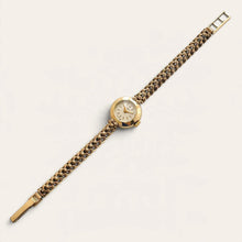 Load image into Gallery viewer, Vintage Tudor Ladies Gold Plated Mechanical Watch Floral Link Bracelet
