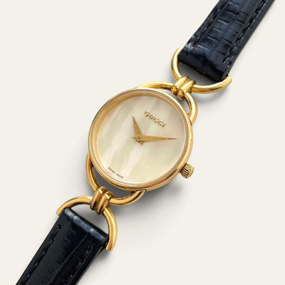 Vintage Gucci 6000L Mother of Pearl Dial Gold-Plated Quartz Ladies Watch