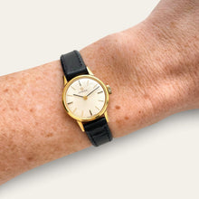 Load image into Gallery viewer, Vintage Omega Ladies Mechanical Watch Gold-Tone Silver Dial Leather
