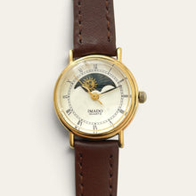 Load image into Gallery viewer, Vintage Imado Sun &amp; Moon Quartz Watch - Brown Leather Strap
