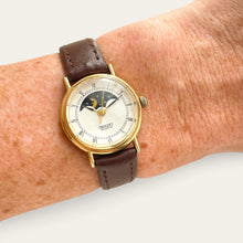 Load image into Gallery viewer, Vintage Imado Sun &amp; Moon Quartz Watch - Brown Leather Strap
