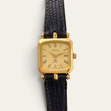 Load image into Gallery viewer, Vintage 1990s Gucci Ladies Quartz Watch Gold-Tone Web Stripe Boxed
