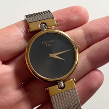 Load and play video in Gallery viewer, Vintage Christian Dior 3026 — 1990s Black Dial Two-Tone Watch, Quartz
