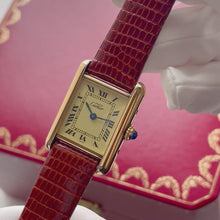 Load and play video in Gallery viewer, Vintage Cartier Must Tank Vermeil Ladies Quartz Watch – Cream Dial
