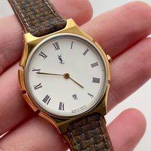 Load and play video in Gallery viewer, Vintage 1990s YSL Quartz Watch - Boxed, Woven Strap
