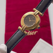 Load and play video in Gallery viewer, Vintage Cartier Must Colisée Vermeil - Gold-Plated Silver - Black Dial
