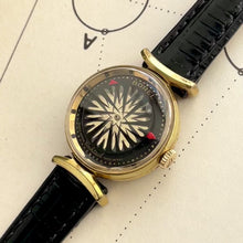 Load and play video in Gallery viewer, Vintage Ernest Borel Cocktail Mechanical Watch Black Kaleidoscope Dial
