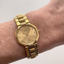 Load and play video in Gallery viewer, Vintage Gold-Plated Christian Dior Ladies&#39; Quartz Watch - Octagon Dial
