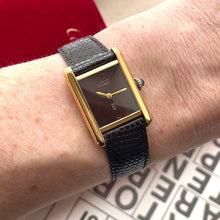 Load and play video in Gallery viewer, Vintage Must de Cartier Tank Wood Dial Mechanical Watch | 1980s Vermeil
