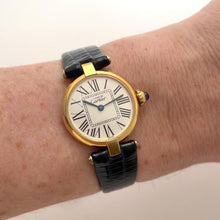 Load and play video in Gallery viewer, Vintage Cartier Must Vendôme Vermeil Watch, Opaline Dial, Blue Hands, Quartz
