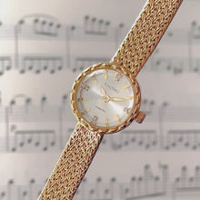 Load and play video in Gallery viewer, Finchley Ladies’ Quartz Watch – Retro 24k Gold-Plated with Mesh Bracelet
