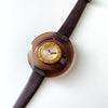 Vintage 70s Lanvin Mechanical Watch with Brown Oversized Bezel
