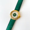 Vintage 90s YSL Quartz Watch with Green Strap and Dial