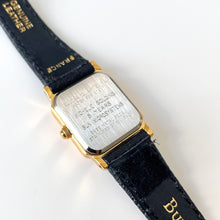 Load image into Gallery viewer, 1994 Ladies&#39; Bulova Tank Style Quartz Watch With Gold-Plated Case and Leather Strap
