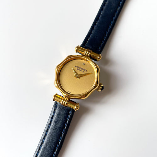 Gold-Plated Raymond Weil Mechanical Watch with Blue Leather Strap