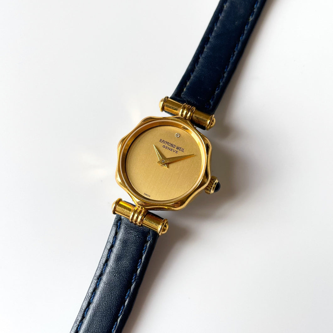 Gold-Plated Raymond Weil Mechanical Watch with Blue Leather Strap