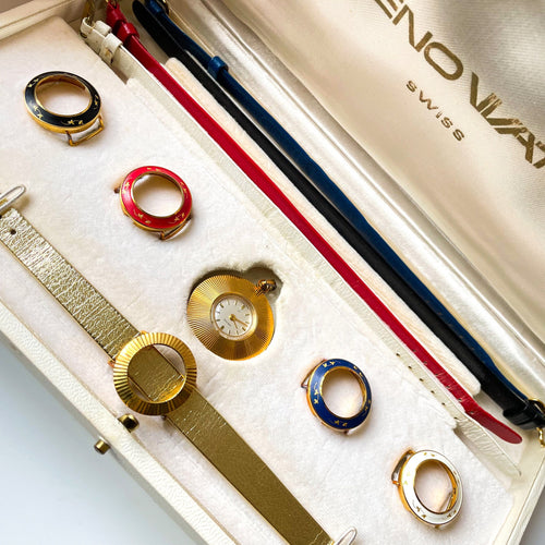 Vintage Boxed Heno Mechanical Watch with Interchangeable Bezels and Straps