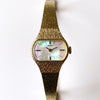 Vintage 1975 Gold-Tone Seiko Mechanical Watch with Mother of Pearl