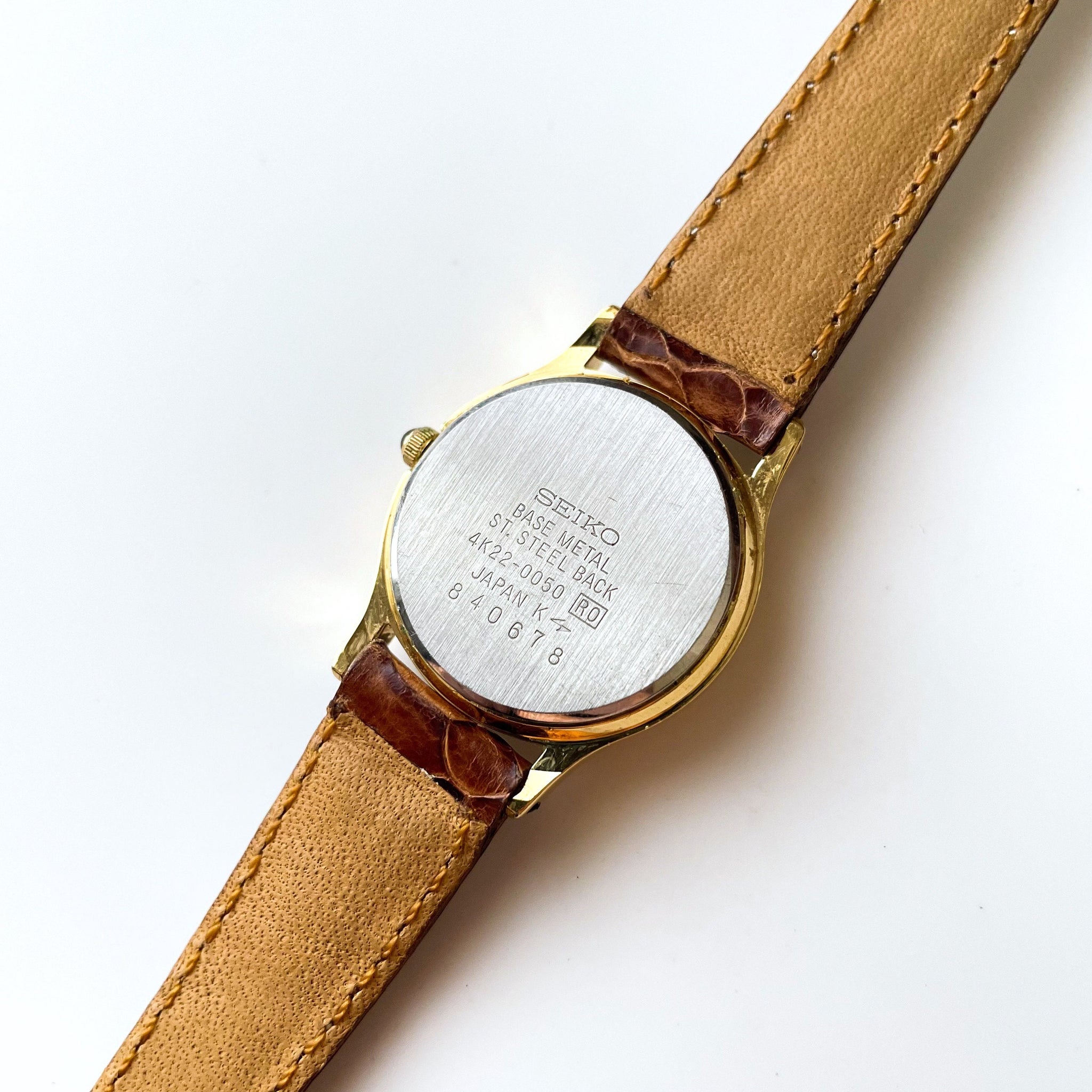 Vintage Women’s Seiko Quartz Watch Dial Date Thrashed Brn leather strap READ Seiko Quartz Watch, Square Dial, Brown Leather Strap - I  main image 2
