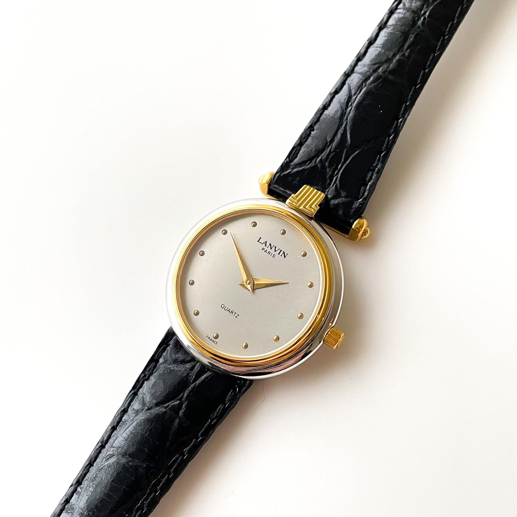 Vintage Ladies' Lanvin Watch with Black Leather Strap Vintage Ladies' Lanvin Watch with Black Leather Strap