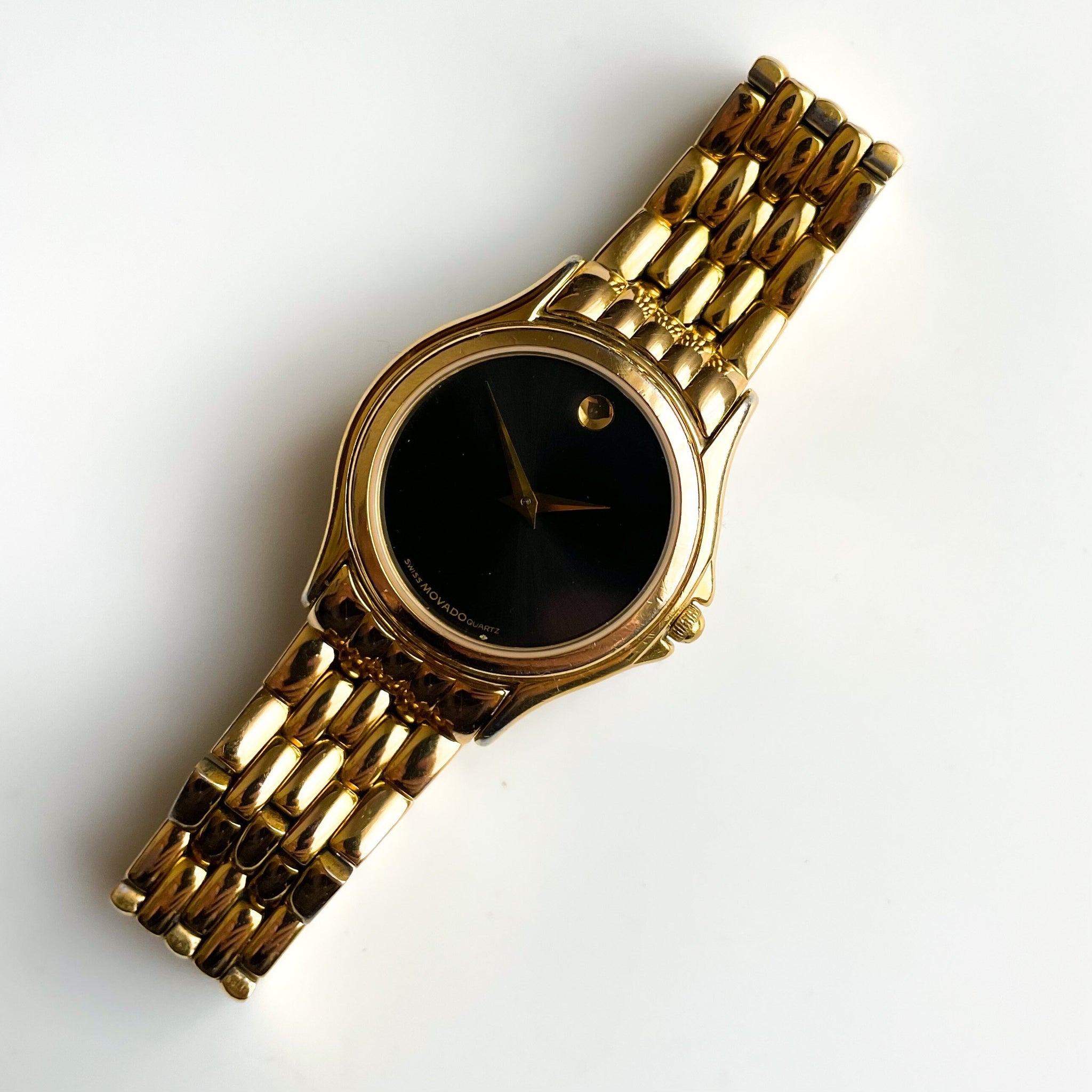 Vintage Movado Museum Quartz Watch With Gold-Plated Bracelet 
