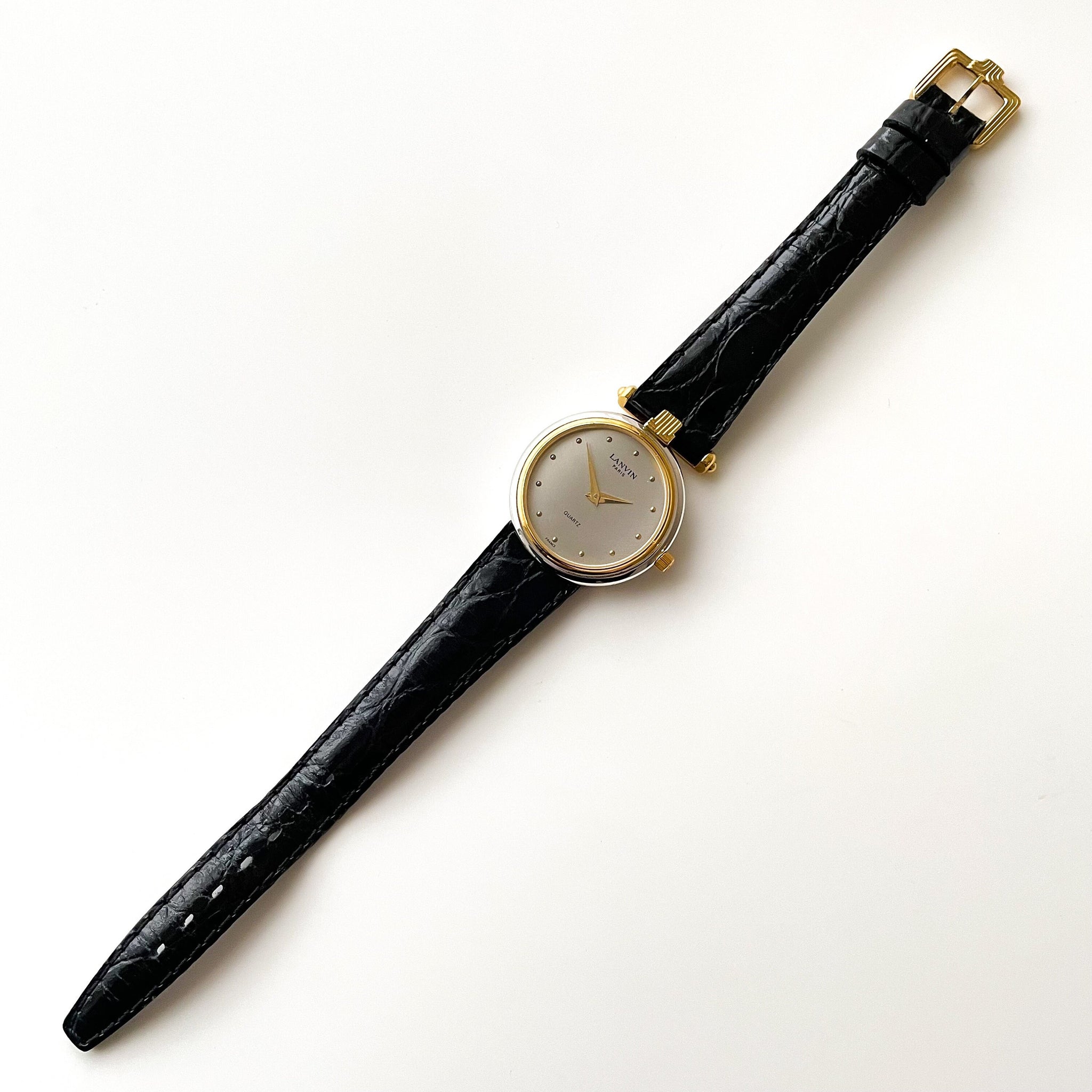 Vintage Ladies' Lanvin Watch with Black Leather Strap Vintage Ladies' Lanvin Watch with Black Leather Strap