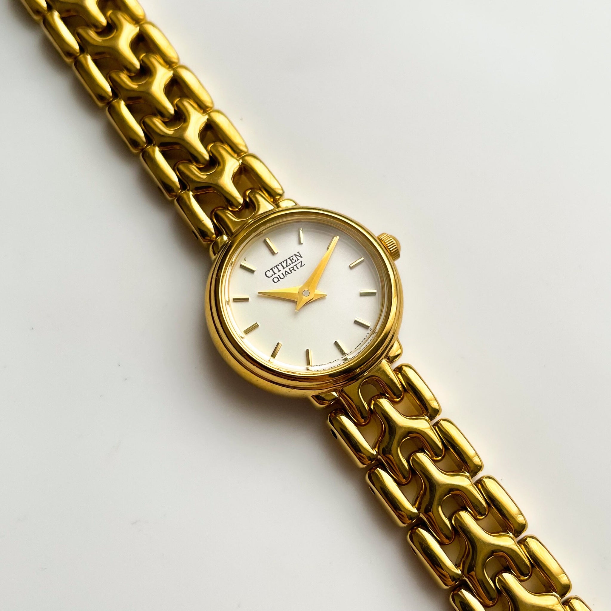 Citizen Quartz Women's Gold Watch Vintage Gold-Tone Citizen Quartz Watch With Thin Bracelet