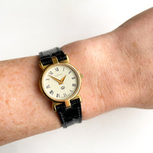 Load image into Gallery viewer, 90s Gold-Plated Gucci Watch with Black Leather Strap
