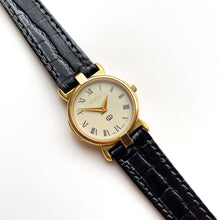 Load image into Gallery viewer, 90s Gold-Plated Gucci Watch with Black Leather Strap
