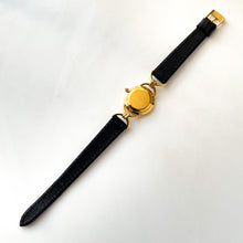 Load image into Gallery viewer, 90s Gold-Plated Gucci Watch with Green/Red Dial and Black Leather Strap
