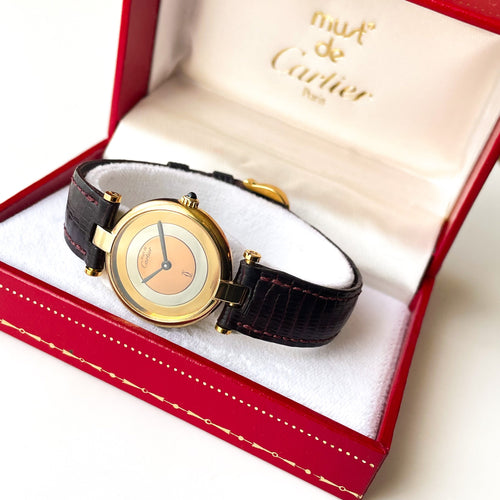Vintage Ladies' Cartier Must Colis√©e Vermeil - Gold-Plated Silver 925 with Three Tone Dial