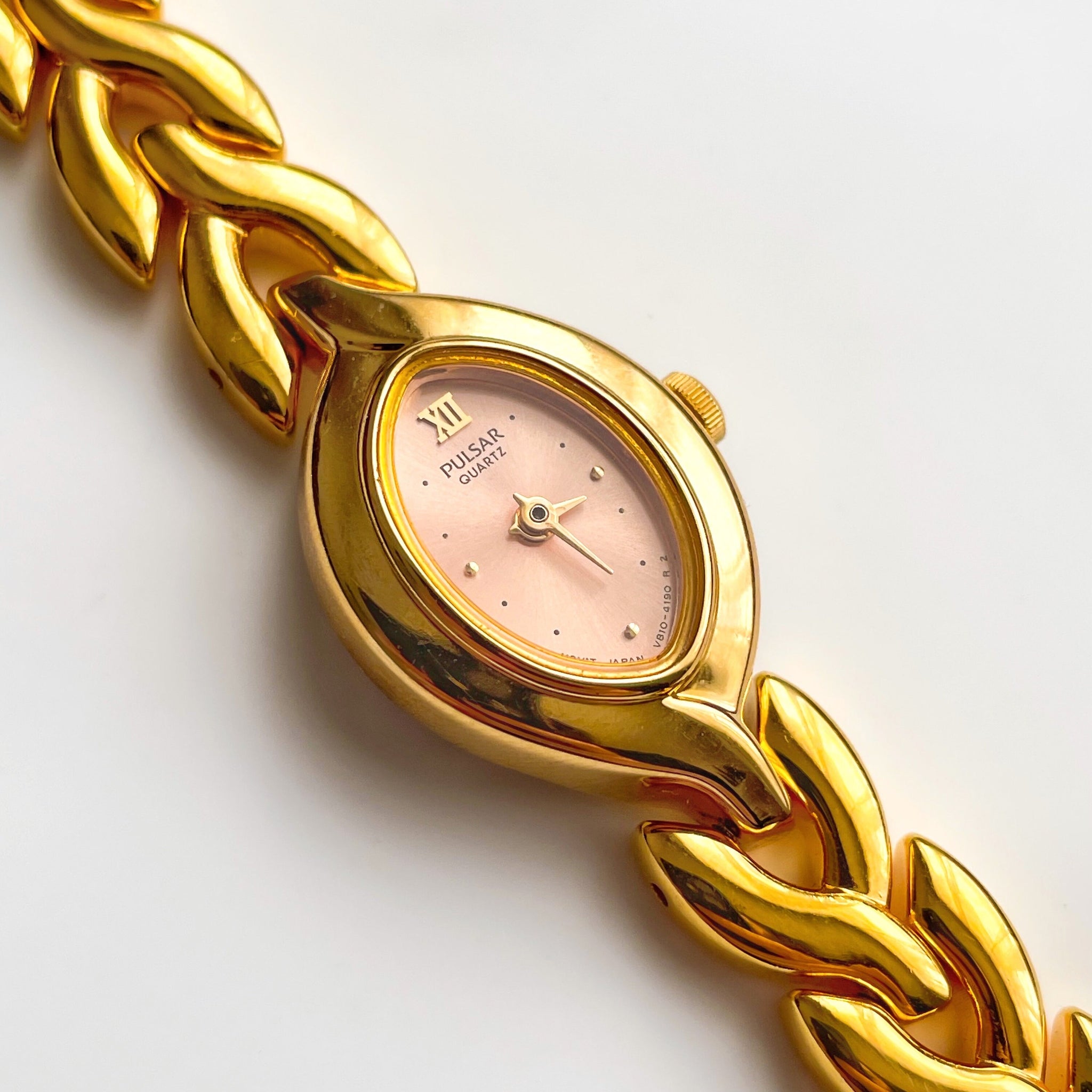 Ladies Pulsar Watch with Gold Tone Bracelet and Oval Dial