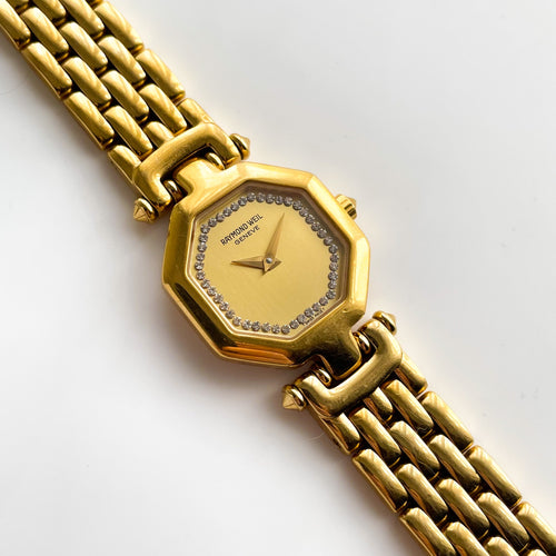 Vintage Ladies' Octagonal Gold-Plated Raymond Weil Quartz Watch with Diamonds