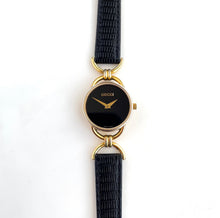 Load image into Gallery viewer, 90s Gold-Plated Gucci Watch with Black Leather Strap

