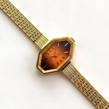 Load image into Gallery viewer, 1970s Gold-Plated Citizen Mechanical Watch with Octagon Case and Orange Dial
