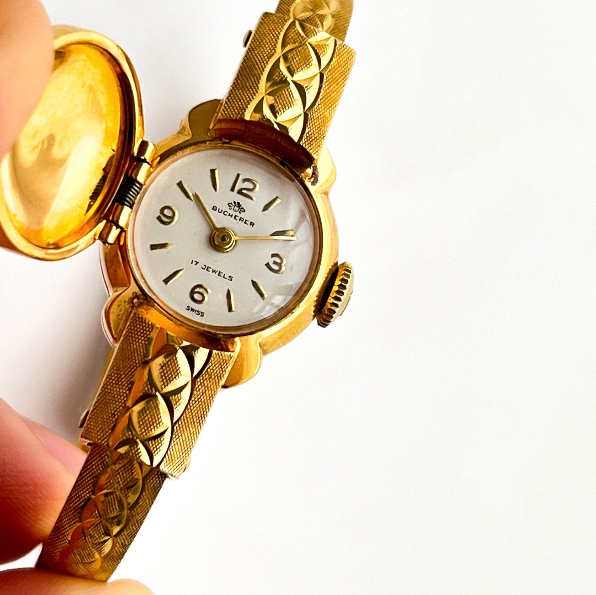 Gold Watch Pigskin Watchband Very Loved Bucherer 36mm 18K Yellow Gold  main image 2