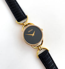 Load image into Gallery viewer, 90s Gold-Plated Gucci Watch with Black Leather Strap

