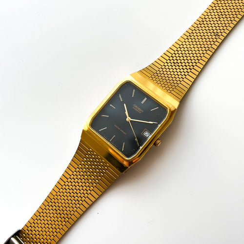Gents' / Unisex Vintage Gold-Tone Orient Quartz Watch with Black Dial - For Repair