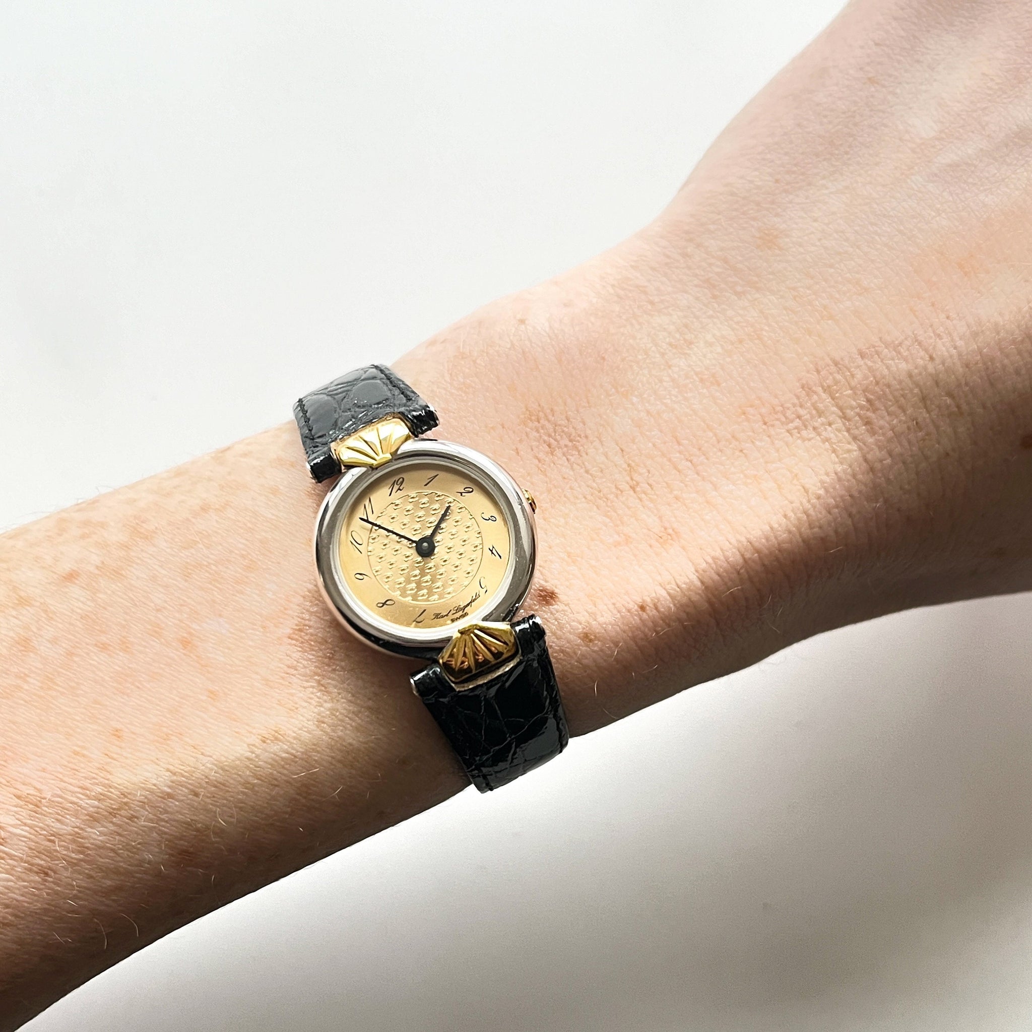 Karl Lagerfeld Minimalist Gold Bezel and Black Leather Strap Watch Seiko Galaxy black dial Men main image 4