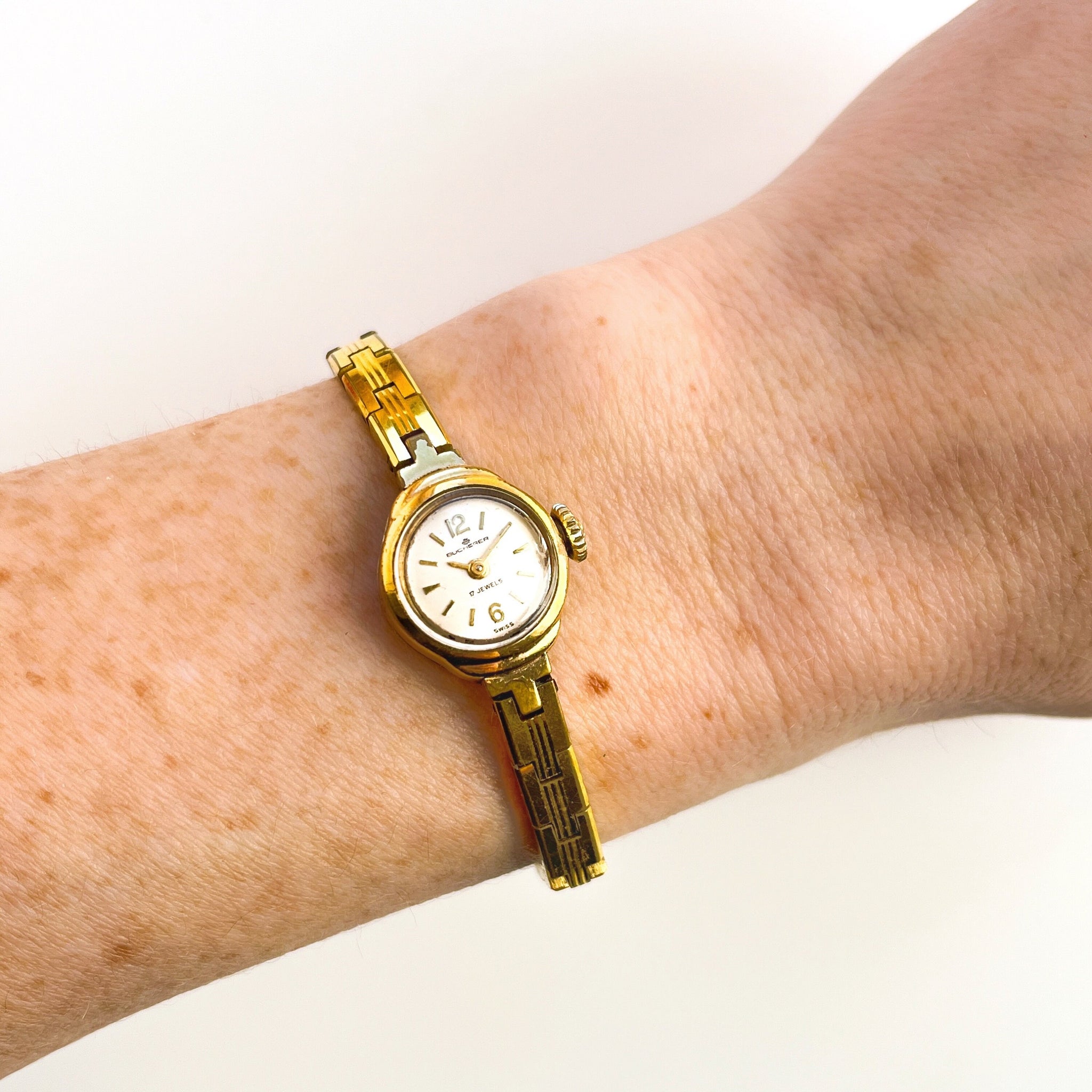 (915)Vintage Bucherer Ladies Gold Plate Watch With Gold dial, Swizz Made, Automa Gold Filled Bucherer Women Wristwatches for sale | eBay main image 4